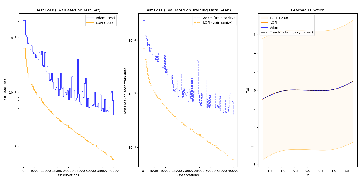 LOFI vs. Adam for simple polynomial